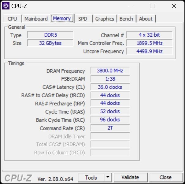 CPUZ DDR5 7600 C36